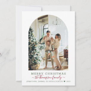 Cartão De Festividades Foto do Arco de Natal Vermelho Verde Moderno Holid