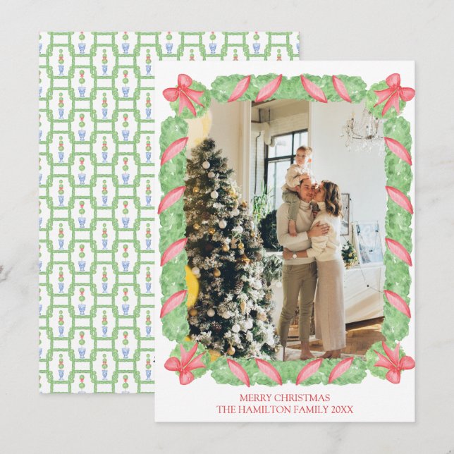 Cartão De Festividades Foto do Arco Garland Ginger Jars Natal (Frente/Verso)