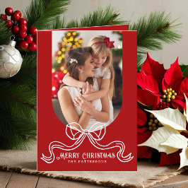 Cartão De Festividades Foto do Arco Simples de Coquette Moderno Feliz Nat