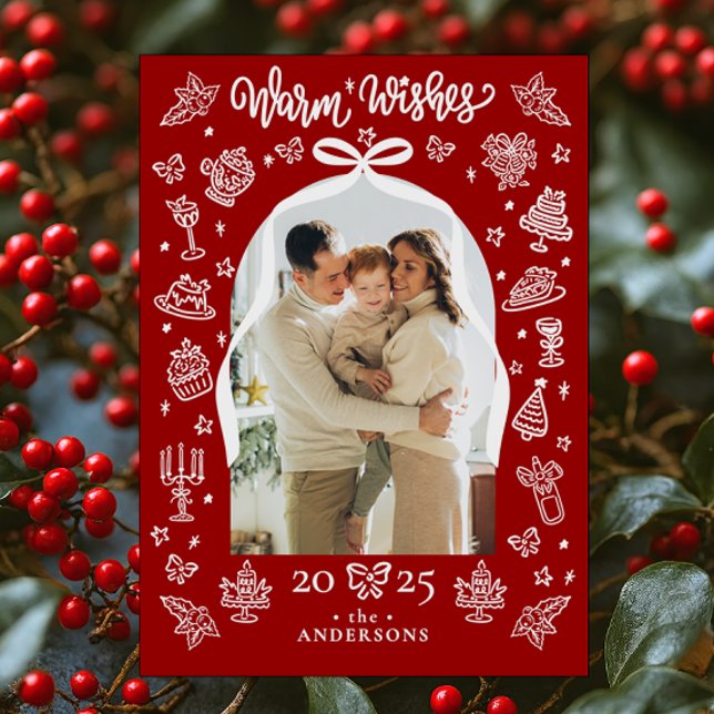 Cartão De Festividades Foto do Arco Vermelho "Desejos Quentes" no Natal (Criador carregado)
