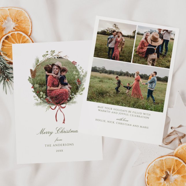 Cartão De Festividades Foto do Arco Vermelho Wreath de inverno (Criador carregado)