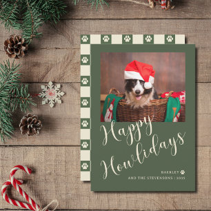 Cartão De Festividades Foto do Cachorro Verde Feliz