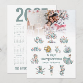Cartão De Festividades Foto do Calendário 2027 Fofo 12 Dias de Natal