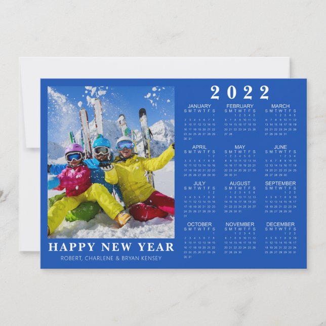 Cartão De Festividades Foto do Calendário do FELIZ ANO NOVO 2022 - Sua Co (Frente)
