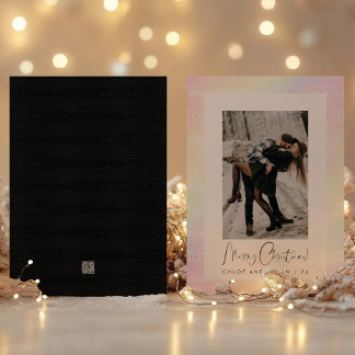 Cartão De Festividades Foto do Casal Mínimo Moderno Pastel Wavy Guilloché