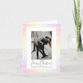 Cartão De Festividades Foto do Casal Mínimo Moderno Pastel Wavy Guilloché
