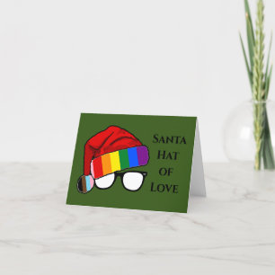 Cartão De Festividades Foto do Chapéu de Papai Noel Arco-íris de Amor 