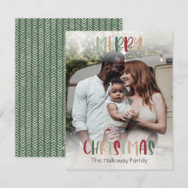 Cartão De Festividades Foto do Cheio Brilhante de Natal Verde Colorida