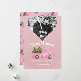 Cartão De Festividades Foto do coração da árvore de Natal, cor-de-rosa, d