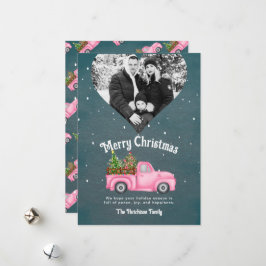 Cartão De Festividades Foto do coração da árvore de Natal, cor-de-rosa, d