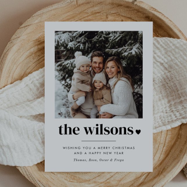 Cartão De Festividades Foto do Coração do Nome da Família (Criador carregado)