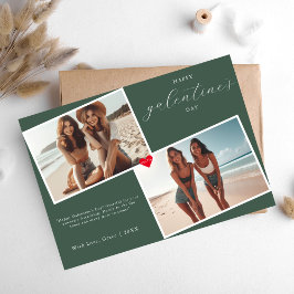 Cartão De Festividades Foto do Coração Verde - Bestie do Dia de Galentine