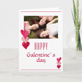 Cartão De Festividades Foto do Dia de Galentine do Amigo com Coração Rosa