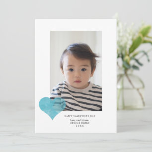 Cartão De Festividades Foto do Dia de os namorados Moderno do Coração Azu