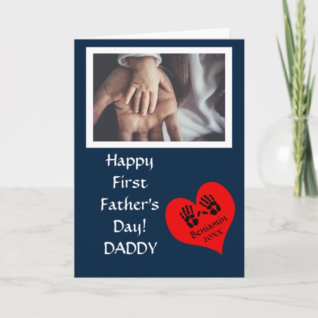 Cartão De Festividades Foto do Dia de os pais Azul Moderno (Frente)