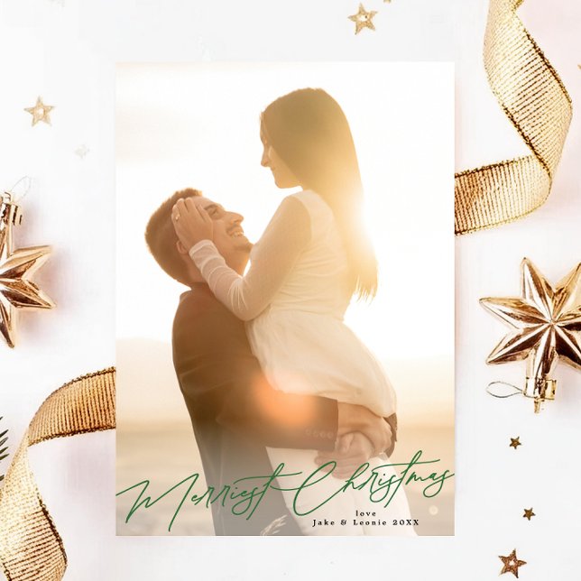 Cartão De Festividades Foto do Elegante Elegante de Natal Verde (Criador carregado)