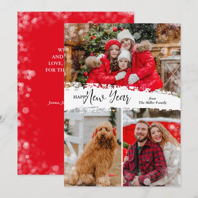Cartão De Festividades Foto do feliz ano novo 3 (Frente/Verso)