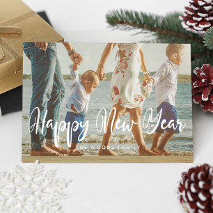Cartão De Festividades Foto do Feliz ano novo de chic moderno