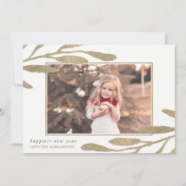 Cartão De Festividades Foto do Feliz ano novo de Quadro Dourado Faux