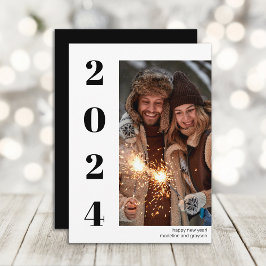 Cartão De Festividades Foto do Feliz ano novo em negrito 2024