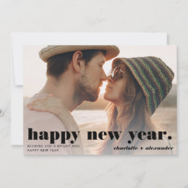 Cartão De Festividades Foto do feliz ano novo simples de script moderno
