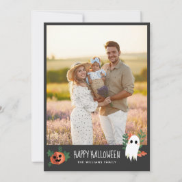 Cartão De Festividades Foto do Feliz Dia das Bruxas, Ghost Pumpkin Bonito