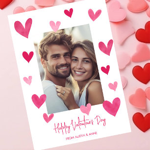 Cartão De Festividades Foto do Feliz dia de os namorados de corações rosa