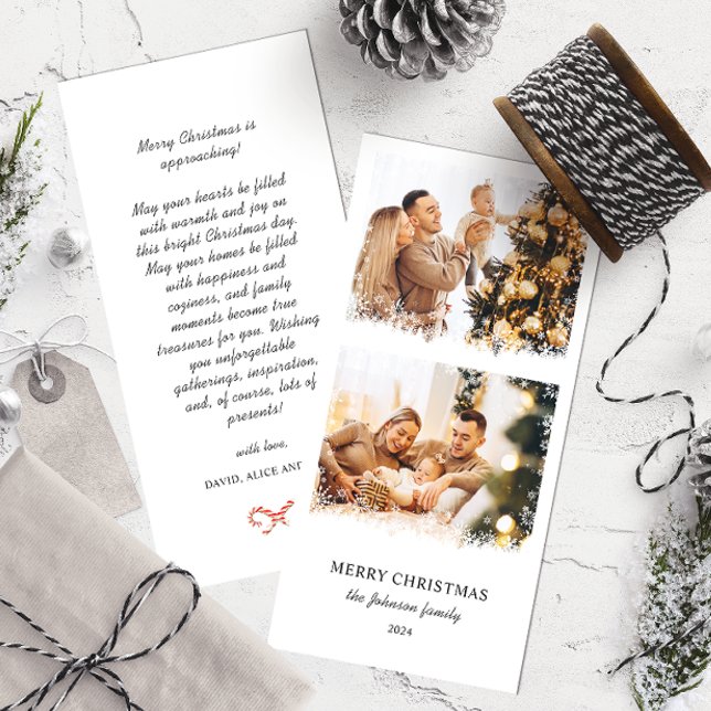 Cartão De Festividades Foto do floco de Neve Feliz de Natal Elegante (Criador carregado)