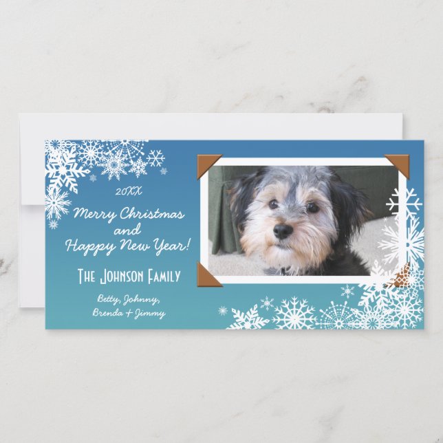 Cartão De Festividades Foto do Floco de Neve Férias Natal (Frente)