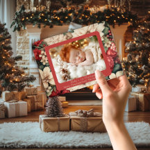 Foto do Floral Vermelho de Natal de 1rua do bebê t