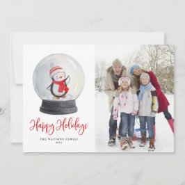 Cartão De Festividades Foto do Globo de Neve Pinguim Cótea