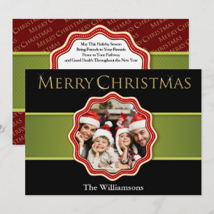 Cartão De Festividades Foto do Medalhão de Natal da Faixa Verde