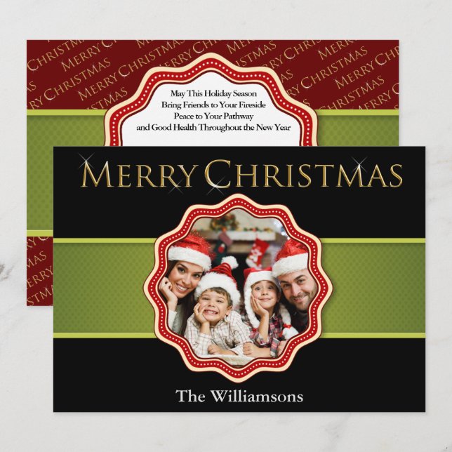 Cartão De Festividades Foto do Medalhão de Natal da Faixa Verde (Frente/Verso)