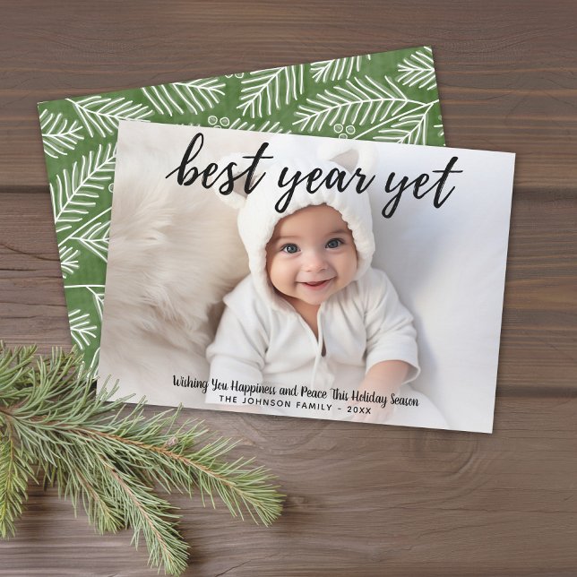 Cartão De Festividades Foto do melhor ano ainda - caligrafia moderna (Modern Christmas Card with 1 Photo - Download Option Available)