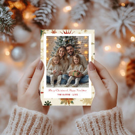 Cartão De Festividades Foto do Modern Vintage Dourado Snowflakes