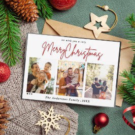 Cartão De Festividades Foto do Natal 2 com decoração do inverno