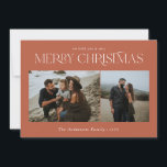 Cartão De Festividades Foto do Natal 2: terracota botânica<br><div class="desc">Feliz Natal,  moderno e elegante,  cor d'água seca,  cor botânica esmutada,  cores terracotta,  feriado 2,  foto,  cartão de Natal.</div>