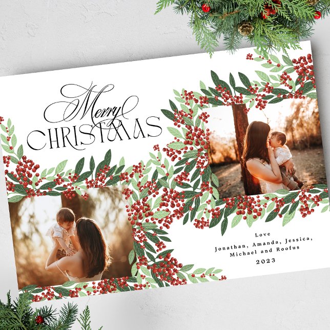 Cartão De Festividades Foto do Natal da Elegância da Caligrafia Encantada (Criador carregado)