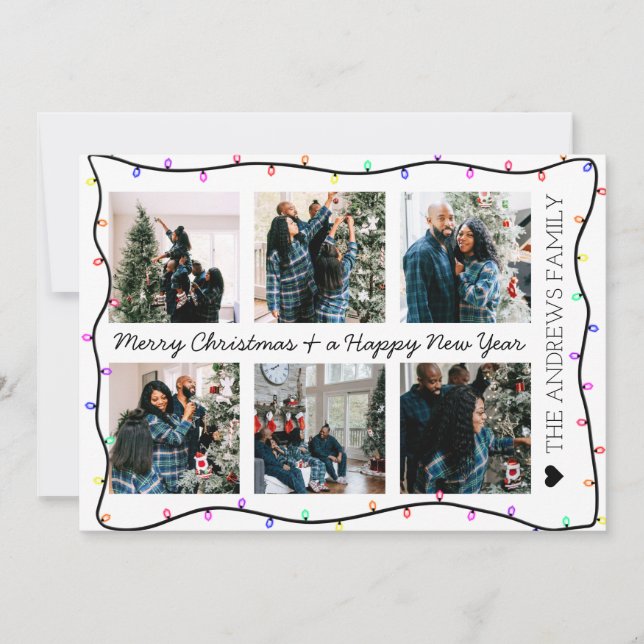 Cartão De Festividades Foto do Natal das Luzes Brilhantes Modernas (Frente)