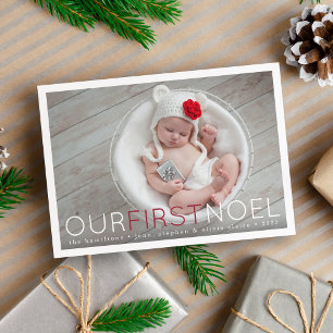 Cartão De Festividades Foto do Natal do primeiro bebê de Noel primeira