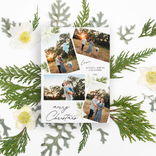 Cartão De Festividades Foto do Natal Moderno 4 Poinsettia