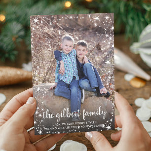 Cartão De Festividades Foto do Nome da Família de Borda Estrela