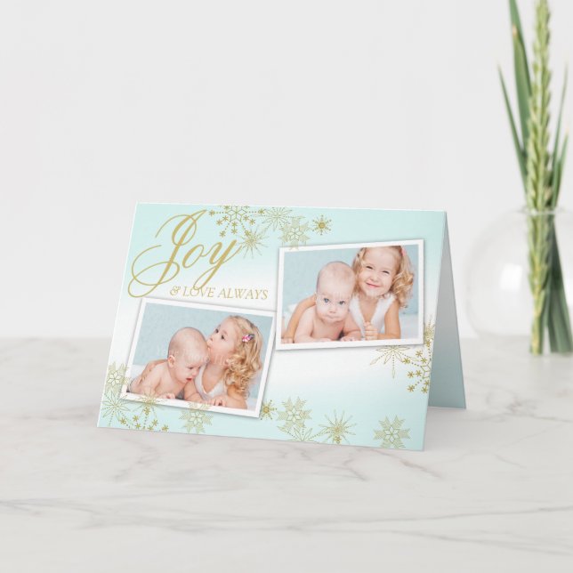 Cartão De Festividades Foto do ouro Winter Snowflakes (Frente)