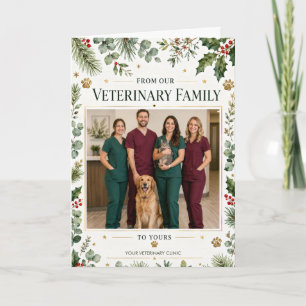 Cartão De Festividades Foto do Pessoal da Clínica Veterinária no Natal