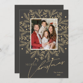 Cartão De Festividades Foto do Quadro Botânico Chic e Feliz Natal