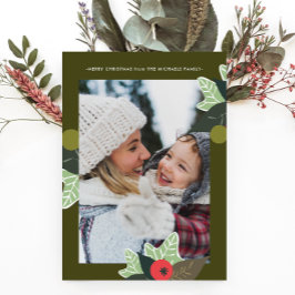 Cartão De Festividades Foto do Quadro Botânico Verde Russo