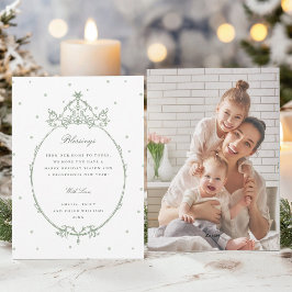 Cartão De Festividades Foto do Quadro Clássico Moderno Verde Sage