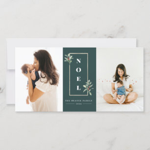 Cartão De Festividades Foto do Quadro de Berry de inverno Dourado do NOEL