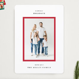 Cartão De Festividades Foto do Quadro Vermelho de Natal Simples Moderno m