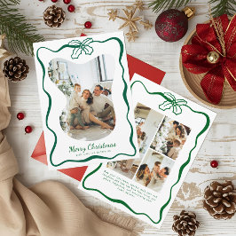 Cartão De Festividades Foto do rabo branco verde Poinsettia Natal